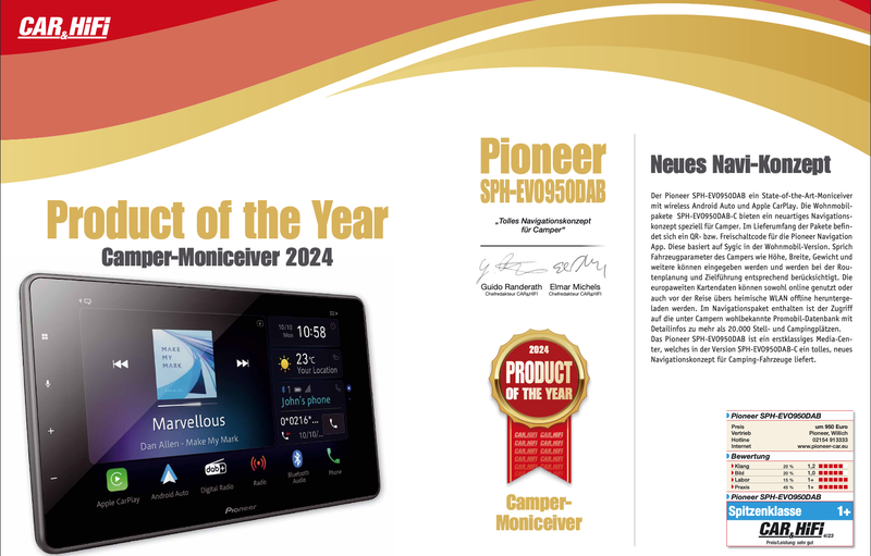 Pioneer Car-play 9" Single din floating spilari 3 x 4v RCA